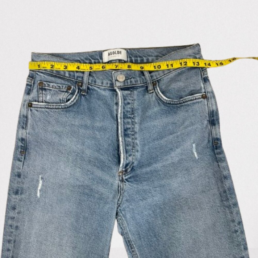Agolde Womens Nico High Rise Raw Edge Distressed Slim Button Fly Jeans Size 27 - Picture 13 of 14